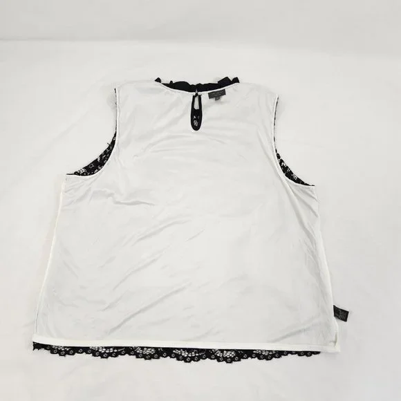 THE LIMITED Plus Sleeveless Ruffle Lace Top Size 2X Black/White Color LIKE NEW! - Picture 13 of 16